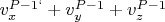 $v_x^{P-1`} +v_y^{P-1} +v_z^{P-1}$