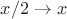 $x/2 \to x$
