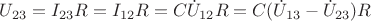 $U_{23} = I_{23} R = I_{12} R = C\dot U_{12} R = C(\dot U_{13} - \dot U_{23})R$