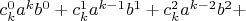 $c^0_k a^kb^{0}+c^1_k a^{k-1}b^{1}+ c^2_k a^{k-2}b^{2}+$