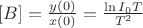 $[B]=\frac {y(0)}{x(0)}=\frac {\ln I_0 T}{T^2}$