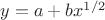 $\[
y = a + bx^{1/2} 
\]
$
