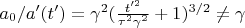 $a_0/a'(t') = \gamma^2 (\frac{t'^2}{\tau^2\gamma^2}+1)^{3/2} \ne \gamma$