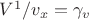 $V^1/v_x=\gamma_v$