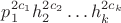 $p_{1}^{2c_{1}}h_{2}^{2c_{2}}\ldots h_{k}^{2c_{k}}$