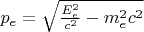 $p_e=\sqrt{\frac{E_e^2}{c^2}-m_e^2c^2}$