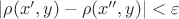 $|\rho(x',y)-\rho(x'',y)|<\varepsilon$ $|\rho(x',y)-\rho(x'',y)|<\varepsilon$