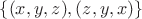 $\lbrace (x, y, z), (z, y, x) \rbrace$