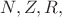 $N,Z,R,$