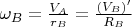 $\omega_B=\frac{V_A}{r_B}=\frac{(V_B)'}{R_B}$