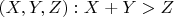 $(X,Y,Z): X+Y>Z$