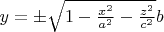 $y=\pm\sqrt{1-\frac{x^2}{a^2}-\frac{z^2}{c^2}}b$