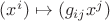 $(x^i)\mapsto (g_{ij}x^j)$