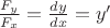 $\frac{F_y}{F_x} = \frac{dy}{dx} = y'$