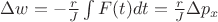 $\Delta w = -\frac{r}{J} \int F(t) dt = \frac{r}{J} \Delta p_x$