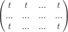 $\begin{pmatrix}
t    &    t    &    ...     &    t\\  
...& ...    &   ...   &    ... \\
t & ...   &   ...   &    t
\end{pmatrix}$