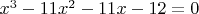 $  x^3-11x^2-11x-12=0$