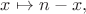 $x\mapsto n-x,$