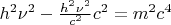 $h^2\nu^2-\frac{h^2\nu^2}{c^2}c^2=m^2c^4$