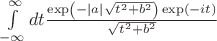 $\int\limits_{ - \infty }^\infty  {dt\frac{{\exp \left( { - \left| a \right|\sqrt {{t^2} + {b^2}} } \right)\exp \left( { - it} \right)}}{{\sqrt {{t^2} + {b^2}} }}}$