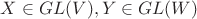 $X\in GL(V), Y\in GL(W)$