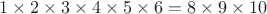 $1\times2\times3\times4\times5\times6=8\times9\times10$