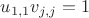 $u_{1,1} v_{j,j} = 1$
