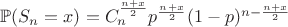 $\mathbb{P}(S_n=x)=C_{n}^{\frac{n+x}{2}}p^{\frac{n+x}{2}}(1-p)^{n-\frac{n+x}{2}}$