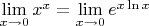 $\lim\limits_{x\to0}{x^x} = \lim\limits_{x\to0}{e^{x\ln{x}}}$