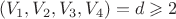 $$(V_1 ,V_2 ,V_3 ,V_4 ) = d \geqslant 2$$