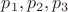 $p_1,p_2,p_3$