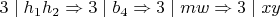$3\mid h_1h_2\Rightarrow 3\mid b_4\Rightarrow 3\mid mw\Rightarrow 3\mid xy$