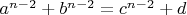 $a^{n-2}+b^{n-2}=c^{n-2}+d$