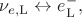 $\nu_{e,\mathrm{L}}\leftrightarrow e^-_\mathrm{L},$