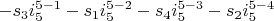 $-s_3 i_5^{5-1}-s_1 i_5^{5-2}-s_4 i_5^{5-3}-s_2 i_5^{5-4}$