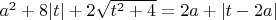 $a^2+8|t|+2\sqrt{t^2+4}=2a+|t-2a|$