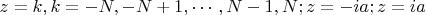 $z=k, k=-N,-N+1,\cdots,N-1,N; z=-ia; z=ia$
