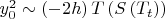 $  y_0 ^2  \sim \left( { - 2h} \right)T\left( {S\left( {T_t } \right)} \right)  $