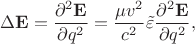 $$
\Delta \mathbf E = \dfrac{\partial^2 \mathbf E}{\partial q^2} = \dfrac{\mu v^2}{c^2} \tilde{\varepsilon} \dfrac{\partial^2 \mathbf E}{\partial q^2},
$$ $$
\Delta \mathbf E = \dfrac{\partial^2 \mathbf E}{\partial q^2} = \dfrac{\mu v^2}{c^2} \tilde{\varepsilon} \dfrac{\partial^2 \mathbf E}{\partial q^2},
$$