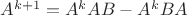 $A^{k+1} = A^k A B - A^k B A$