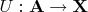 $U:\mathrm{\mathbf{A}}\to\mathrm{\mathbf{X}}$