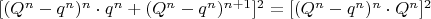 $[(Q^n-q^n)^n\cdot q^n+(Q^n-q^n)^{n+1}]^2= [(Q^n-q^n)^n\cdot Q^n]^2$