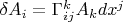$\delta A_i = \Gamma^k_{ij}A_k dx^j$