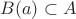 $B(a)\subset A$