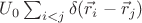 $U_0 \sum_{i<j} \delta (\vec r_i - \vec r_j)$