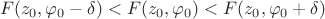 $$
F(z_0, \varphi_0-\delta) < F(z_0, \varphi_0) < F(z_0, \varphi_0+\delta)$
$$