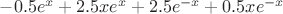 $-0.5e^x+2.5xe^x+2.5e^{-x}+0.5xe^{-x}$