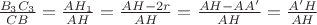 $\frac {B_3C_3} {CB}=\frac {AH_1} {AH}=\frac {AH-2r} {AH}=\frac {AH-AA'} {AH}=\frac {A'H} {AH}$