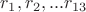 $r_1,r_2,...r_{13}$