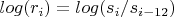 $log(r_i) = log(s_i/s_{i-12})$